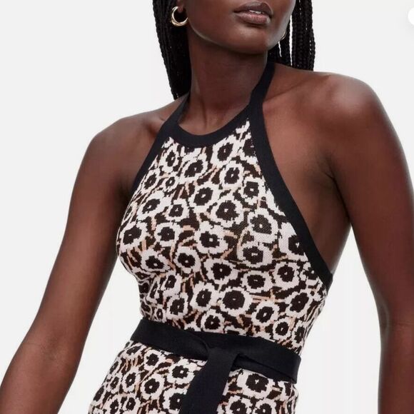 DVFβx Target XXL Black White Natural Poppy Knit Halter Dress - Picture 2 of 3